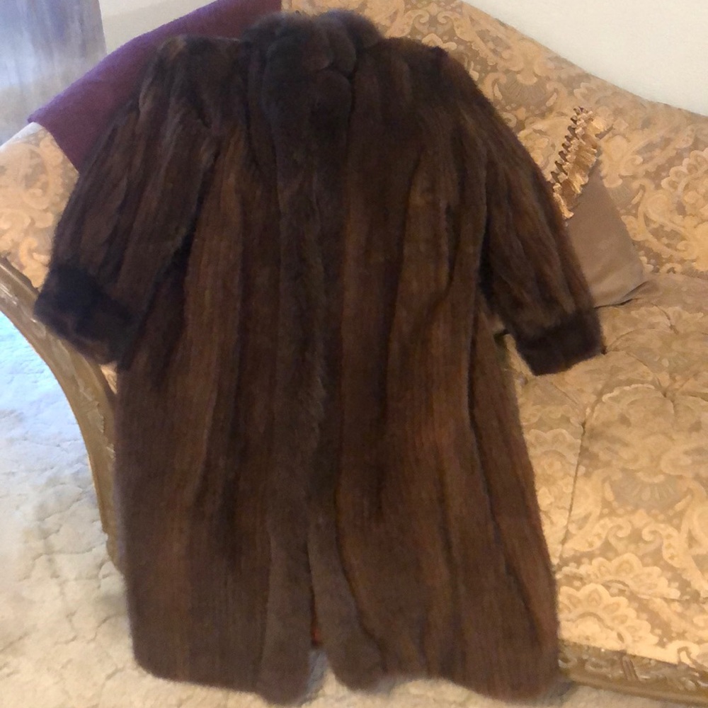 Authentic long mink/fox cord fur coat Xl